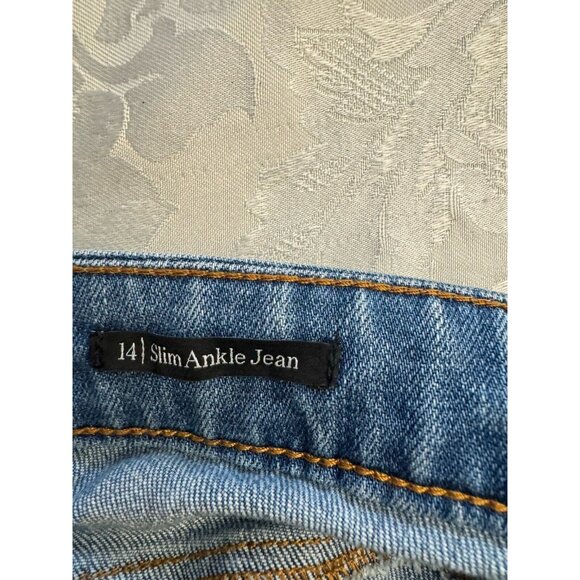 Talbots Slim Ankle Blue Jeans Size 14 Mid Rise Panama Wash Stretch - Picture 6 of 11